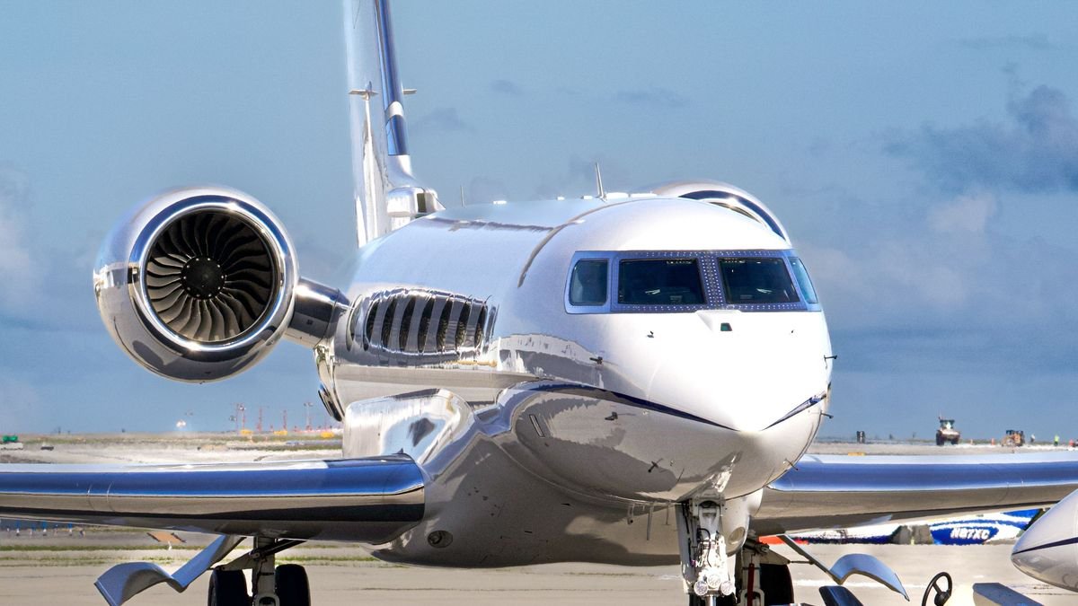 Gulfstream private jet on the ramp